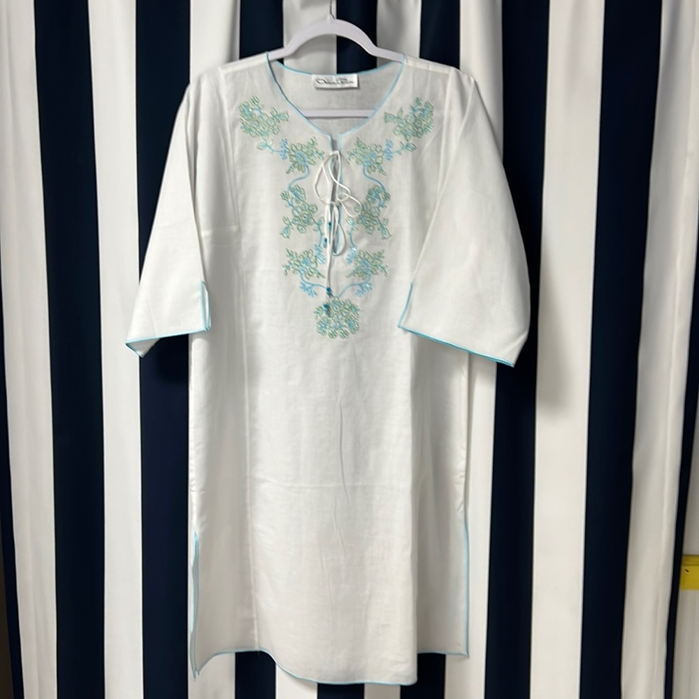 MWOT 37”length from high point shoulder women’s tunic with beautiful embroidery.